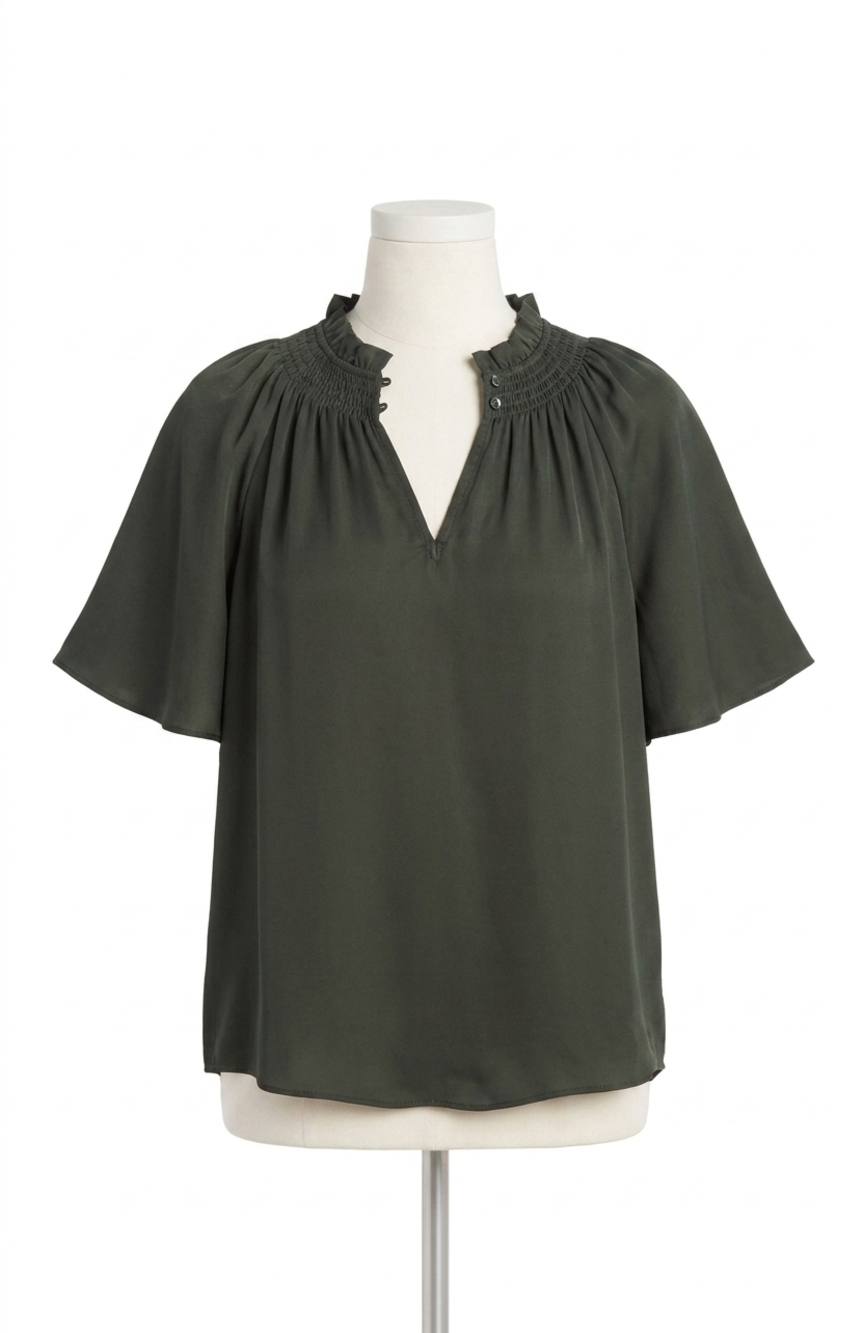 NEW GILNER FARRAR arabella blouse in hunter green
